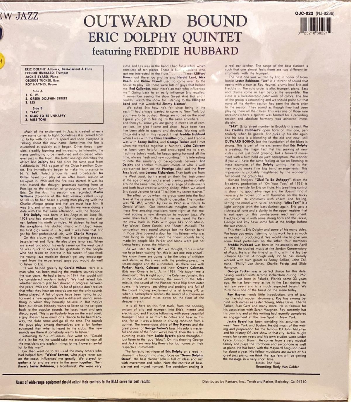 Eric Dolphy Quintet ‎– Outward Bound LP Plak Sıfır - Görsel 2