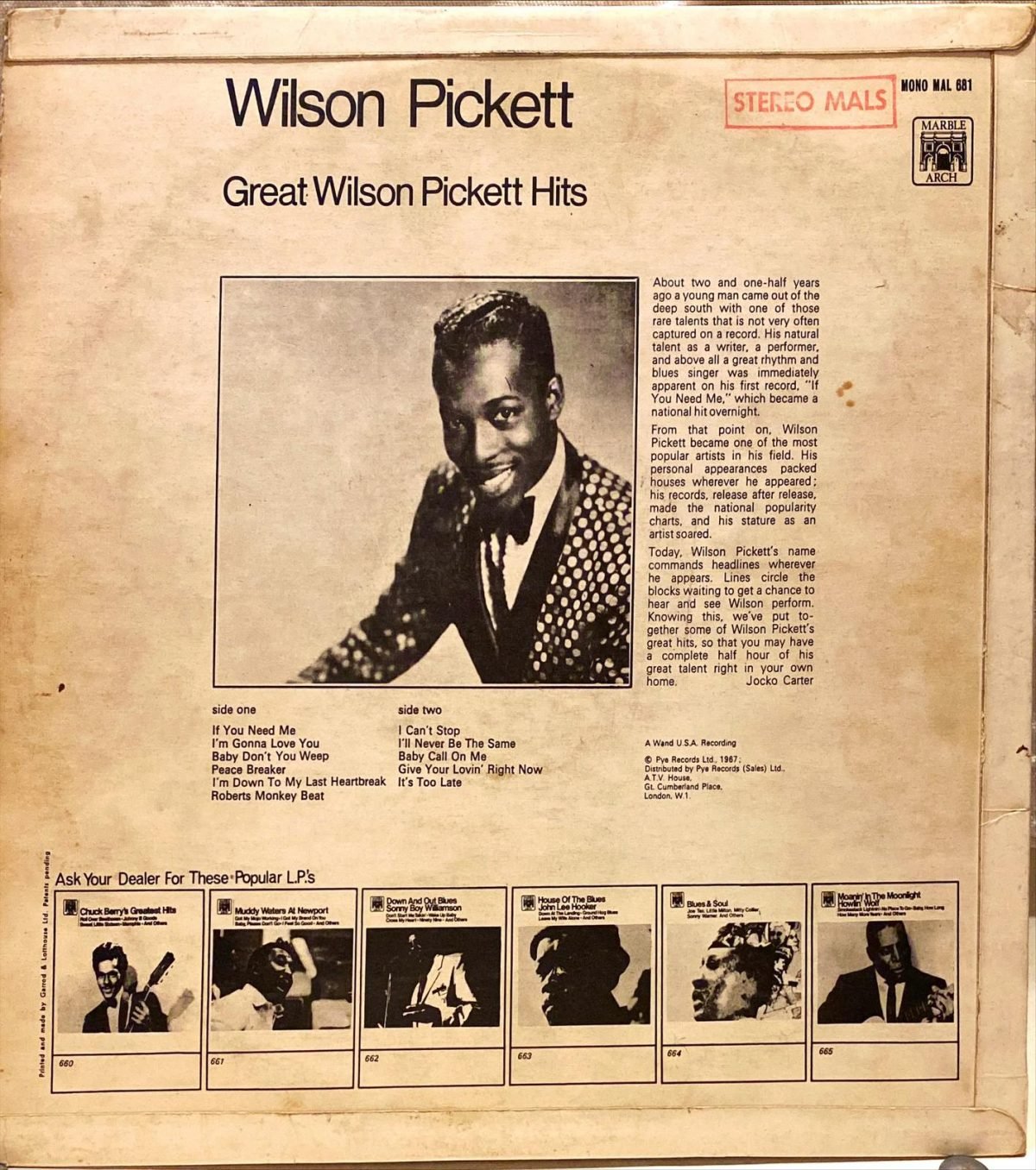 Wilson Pickett ‎– Great Wilson Pickett Hits LP Plak - Görsel 4