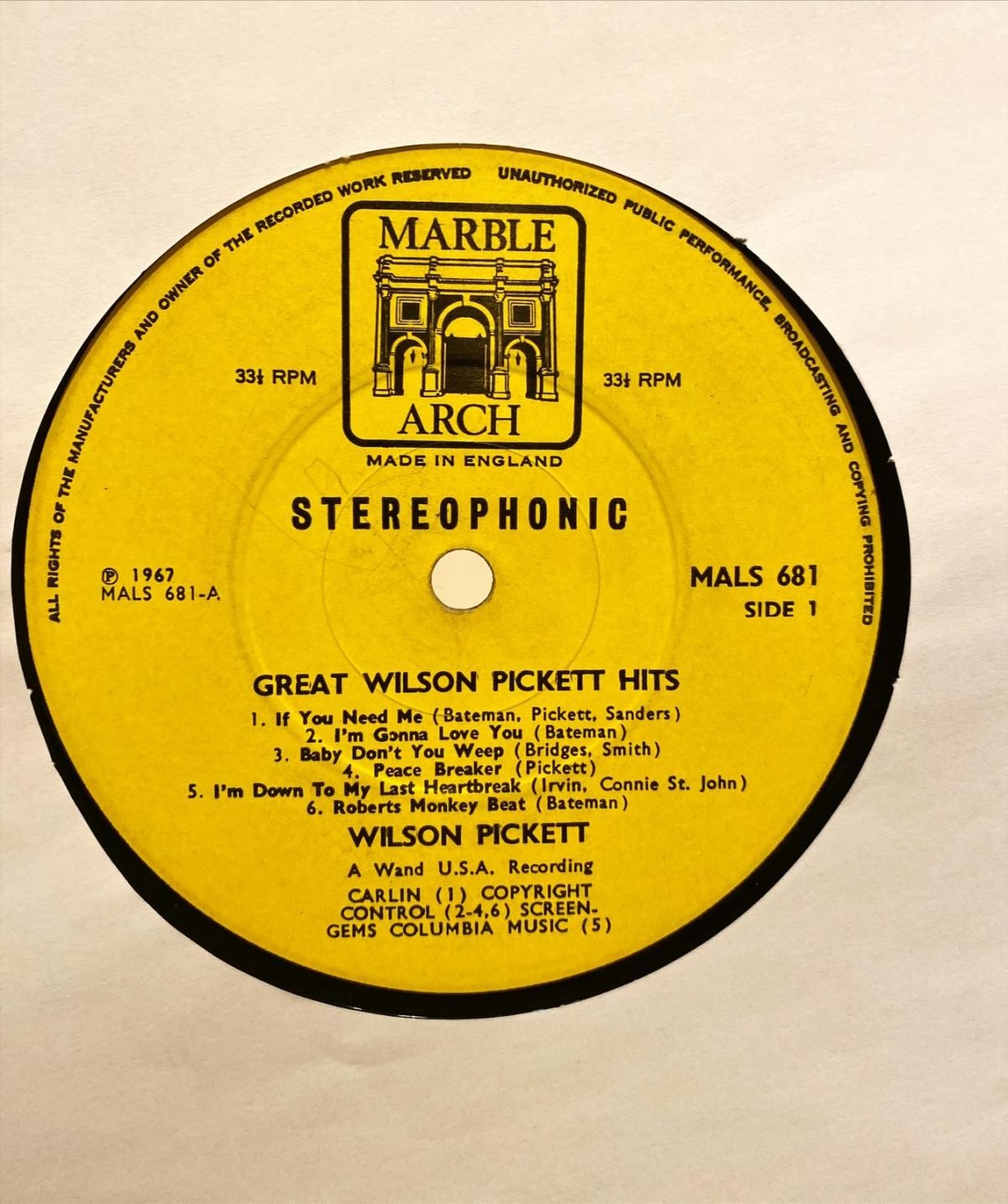 Wilson Pickett ‎– Great Wilson Pickett Hits LP Plak - Görsel 2