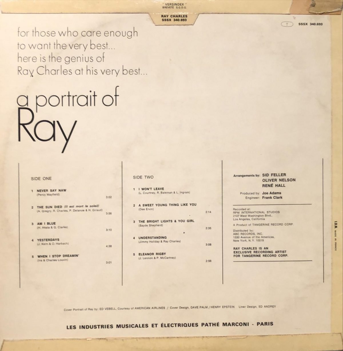 Ray Charles ‎– A Portrait Of Ray LP Plak - Görsel 2