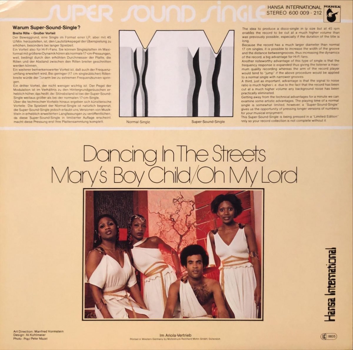 Boney M. ‎– Dancing In The Streets / Mary's Boy Child / Oh My Lord Maxi Single Plak - Görsel 3