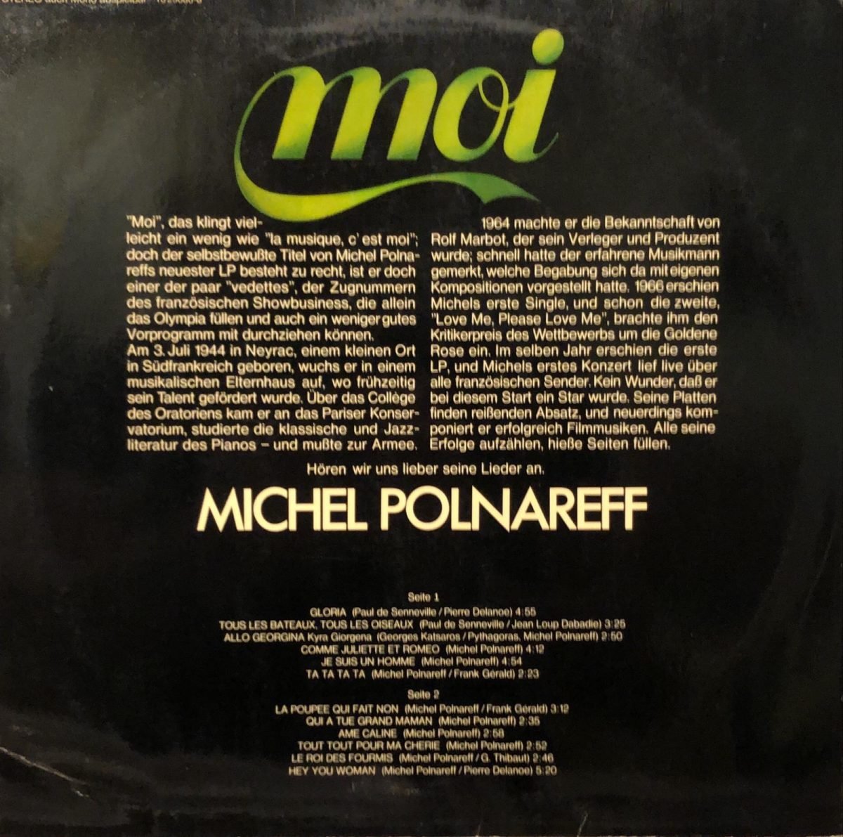 Michel Polnareff ‎– Moi LP Plak - Görsel 3