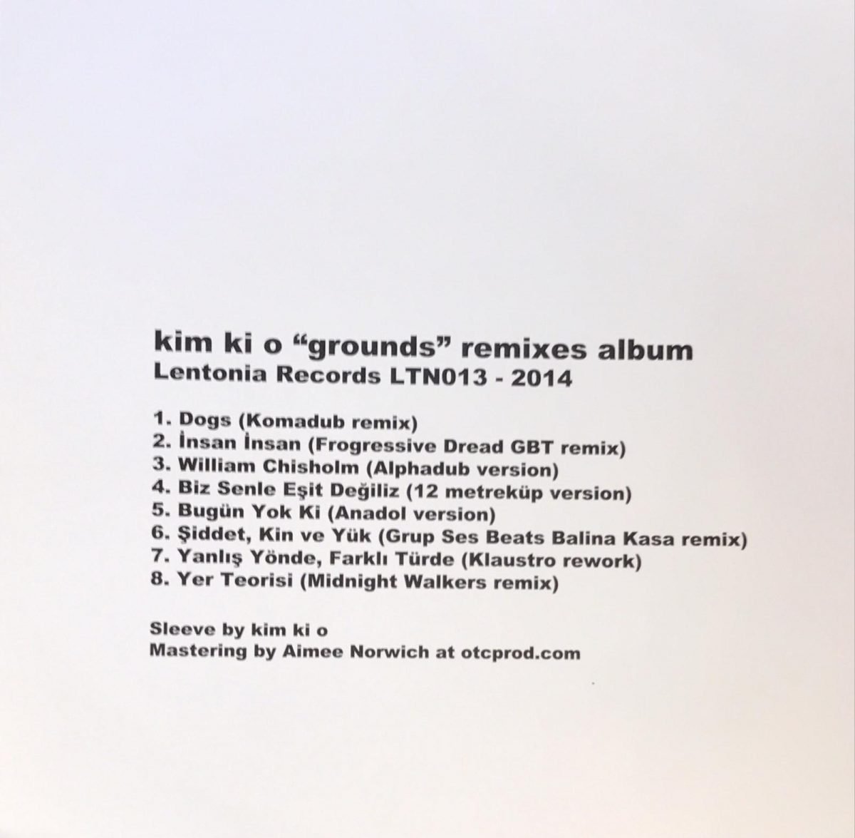 Kim Ki O ‎– Grounds Remixes Album LP Plak (İmzalı) - Görsel 2