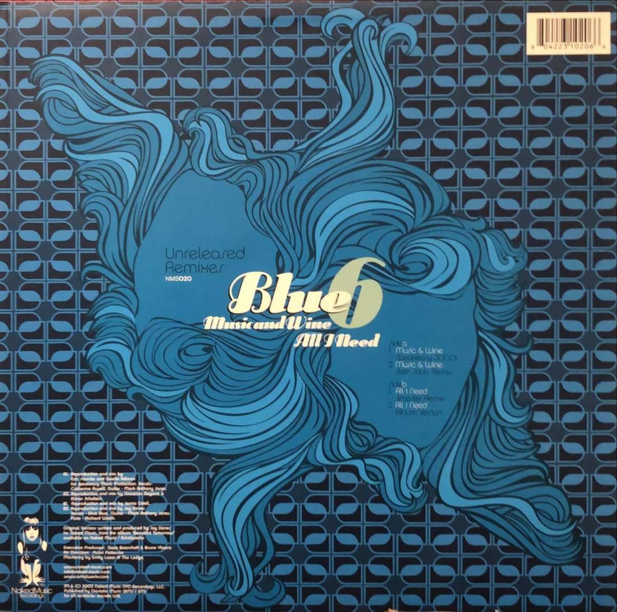 Blue 6 ‎– Music And Wine / All I Need (Unreleased Remixes) Maxi Single Plak - Görsel 2