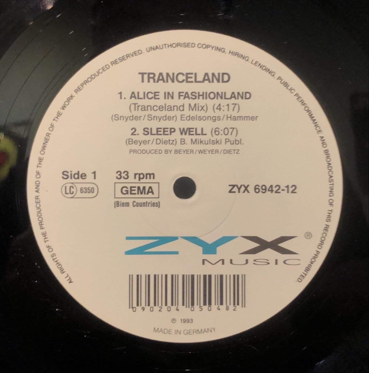 Tranceland ‎– Alice In Fashionland - Maxi Single Plak - Görsel 3
