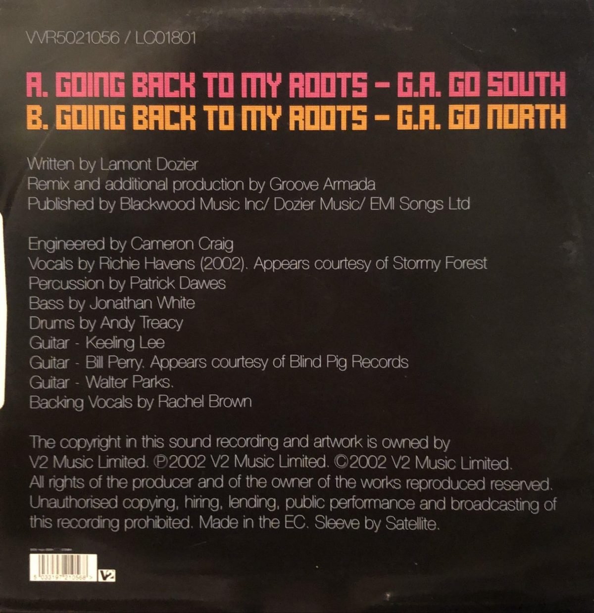 Richie Havens ‎– Going Back To My Roots (Remixed By Groove Armada) - Maxi Single Plak - Görsel 3