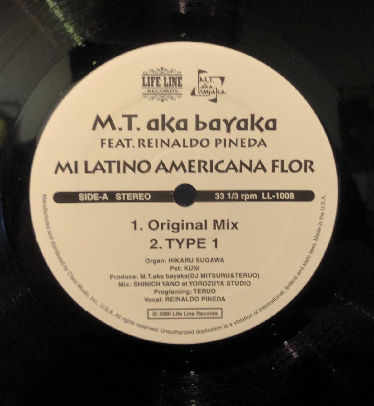 M.T. aka Bayaka Featuring Reinaldo Pineda ‎– Mi Latino Americana Flor - Maxi Single Plak - Görsel 3