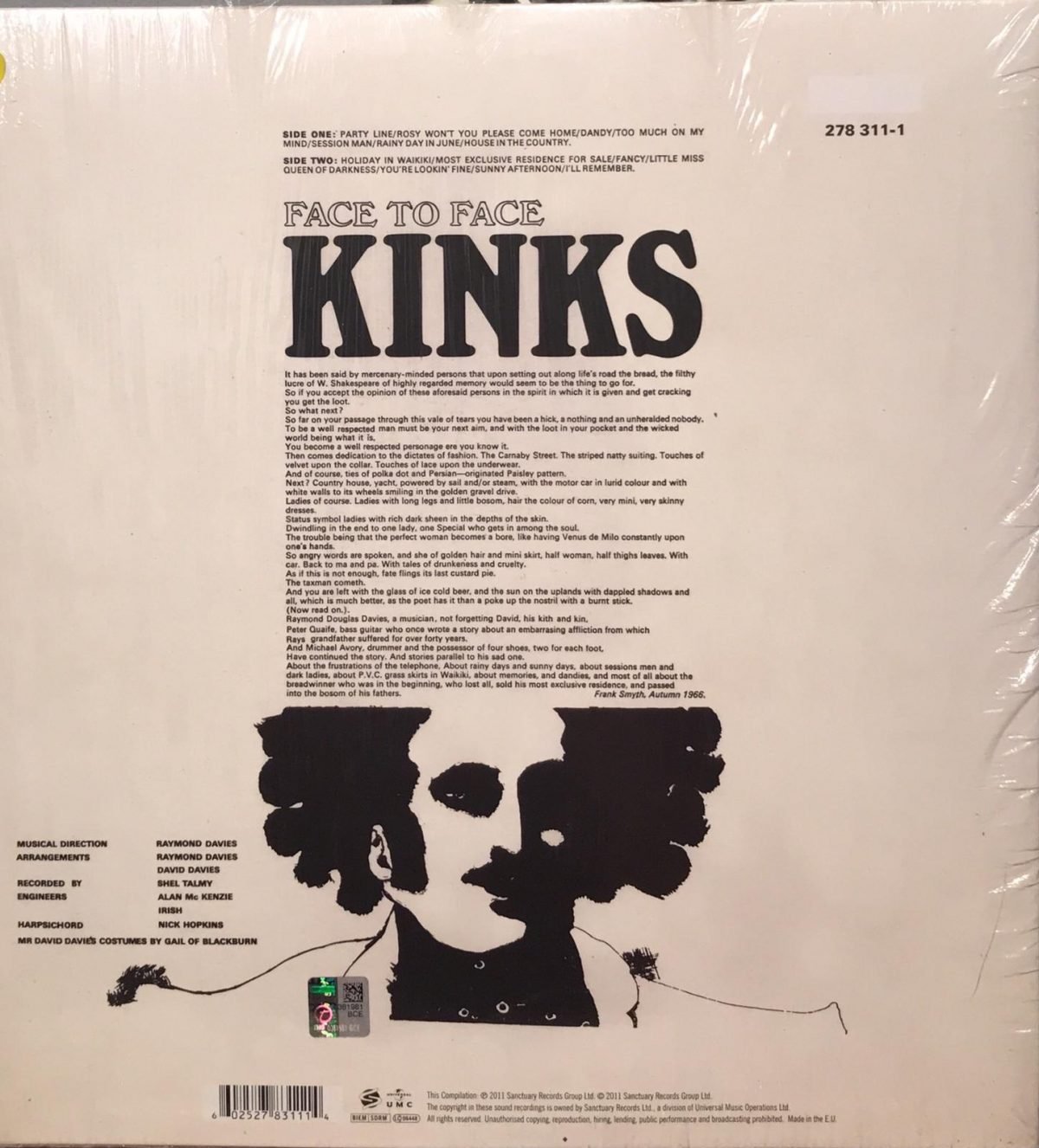 The Kinks ‎– Face To Face 2 x LP Renkli Plak - Görsel 2