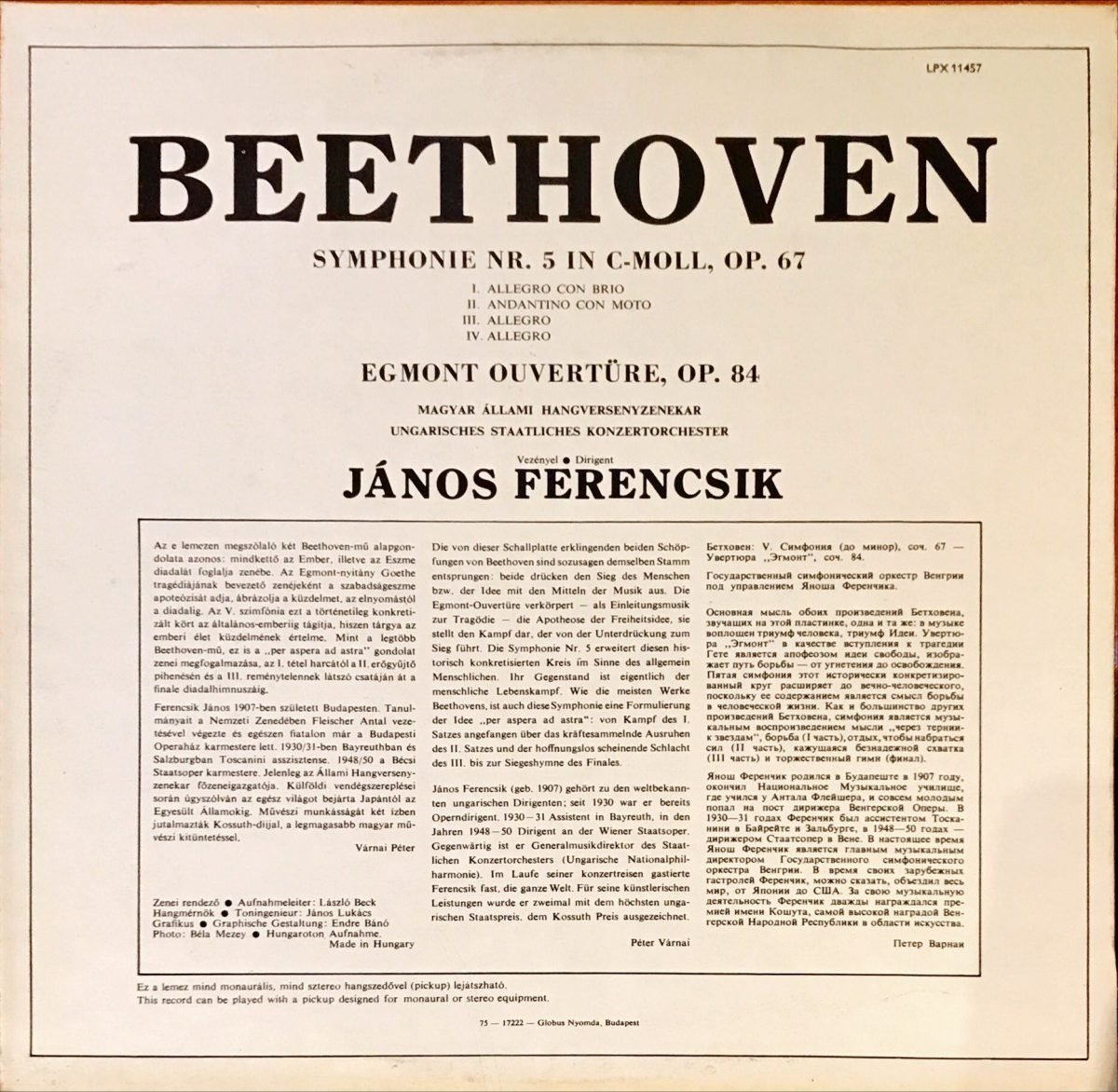 Beethoven ‎– Symphonie Nr. 5 / Egmont Overture LP Plak - Görsel 2