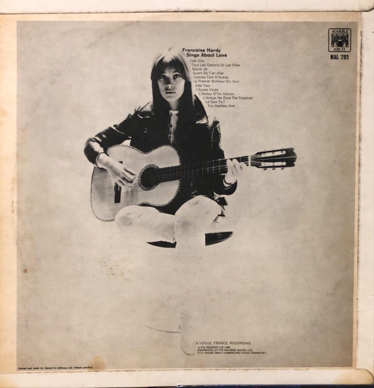 Francoise Hardy ‎– Francoise Hardy Sings About Love LP Plak - Görsel 3