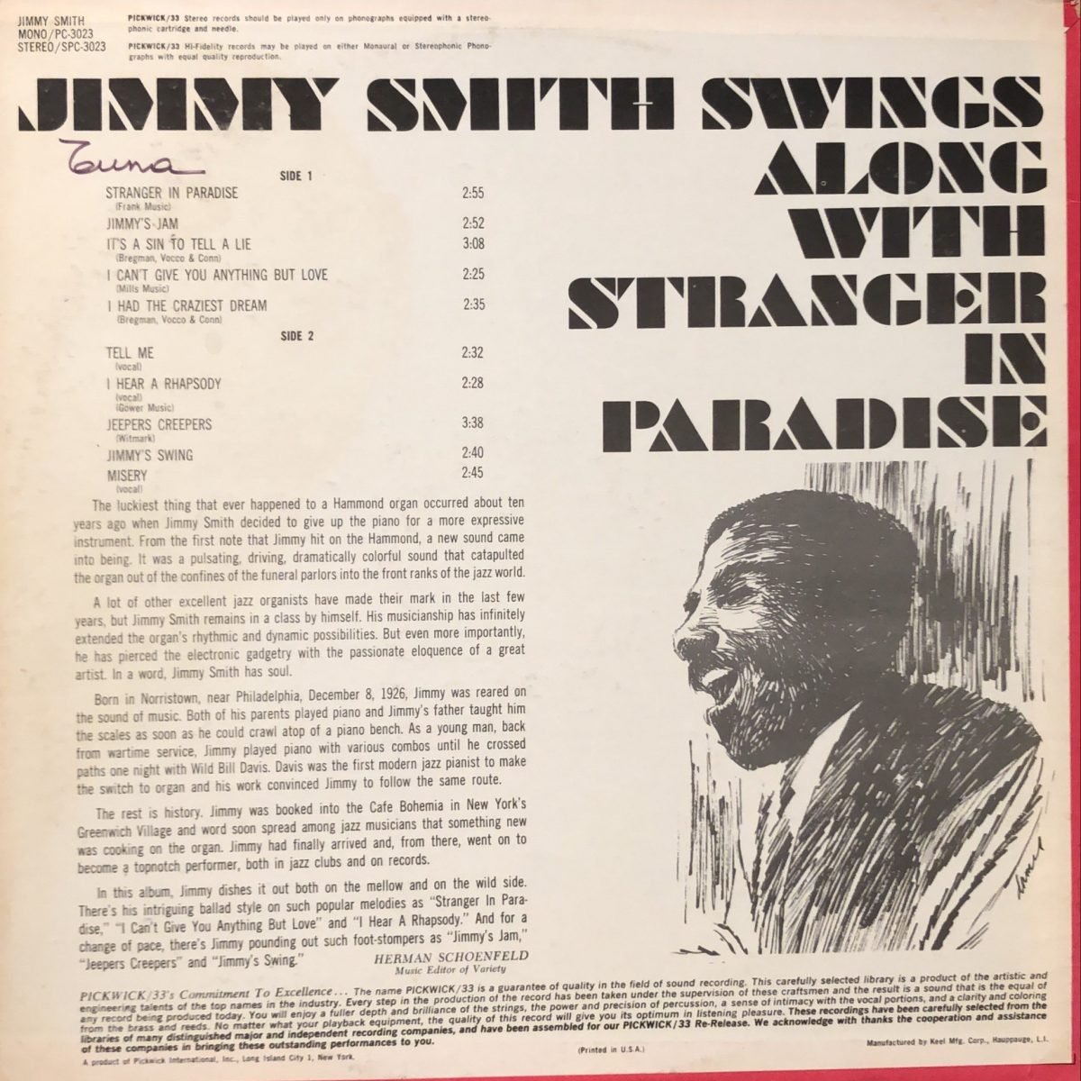 Jimmy Smith ‎– Swings Along With Stranger In Paradise - Görsel 3