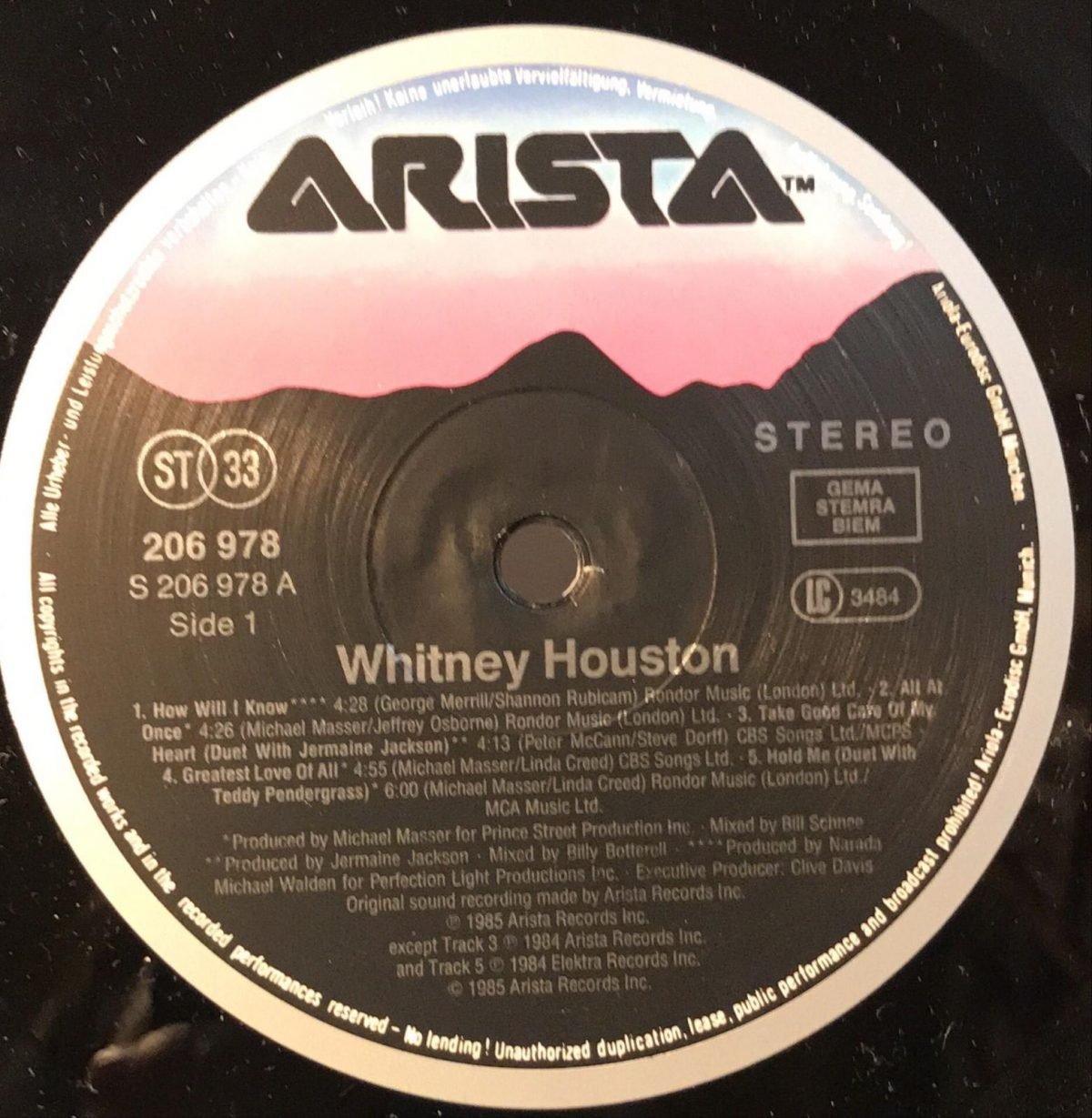 Whitney Houston ‎– Whitney Houston LP Plak - Görsel 3