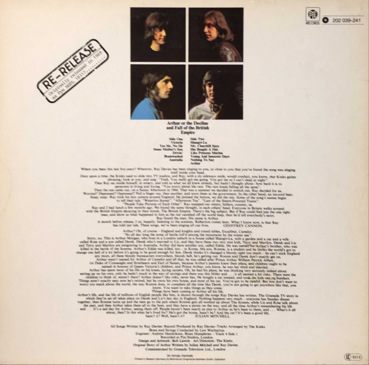 The Kinks ‎– Arthur Or The Decline And Fall Of The British Empire LP Plak - Görsel 3