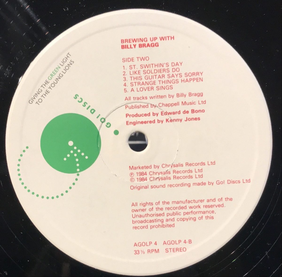 Billy Bragg ‎– Brewing Up With Billy Bragg LP Plak - Görsel 3