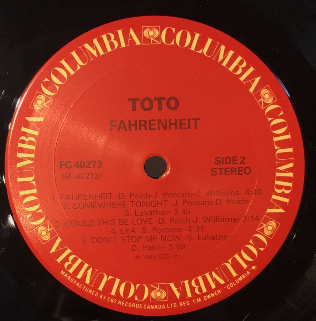 Toto ‎– Fahrenheit LP Plak - Görsel 3