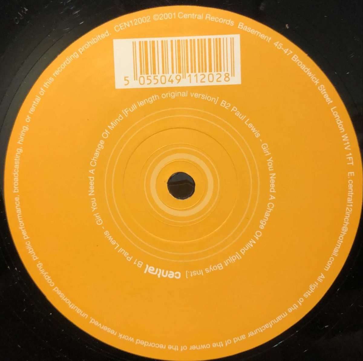 Paul Lewis ‎– Girl You Need A Change Of Mind 12” Maxi Single Plak - Görsel 2