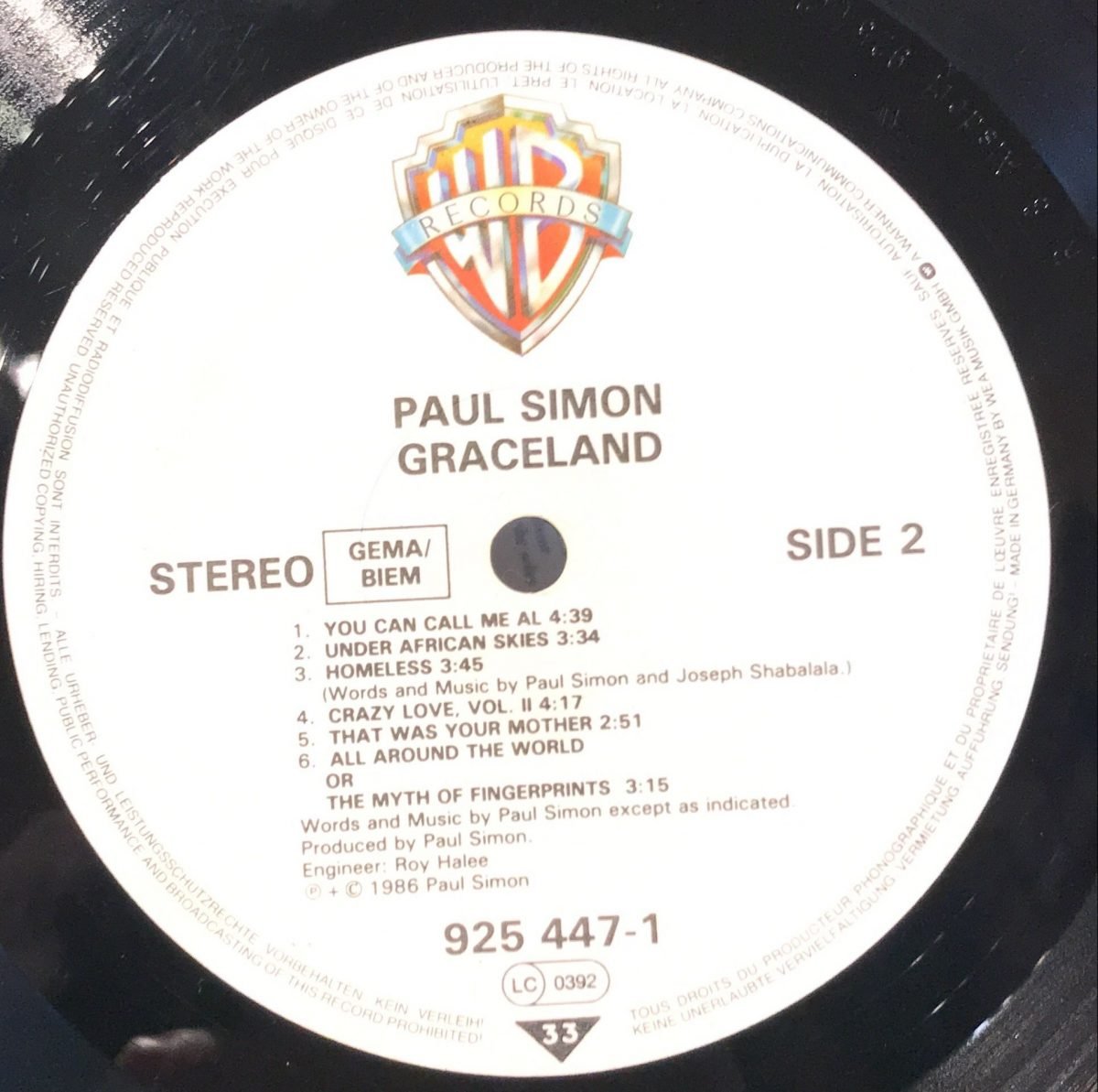 Paul Simon ‎– Graceland LP Plak - Görsel 3