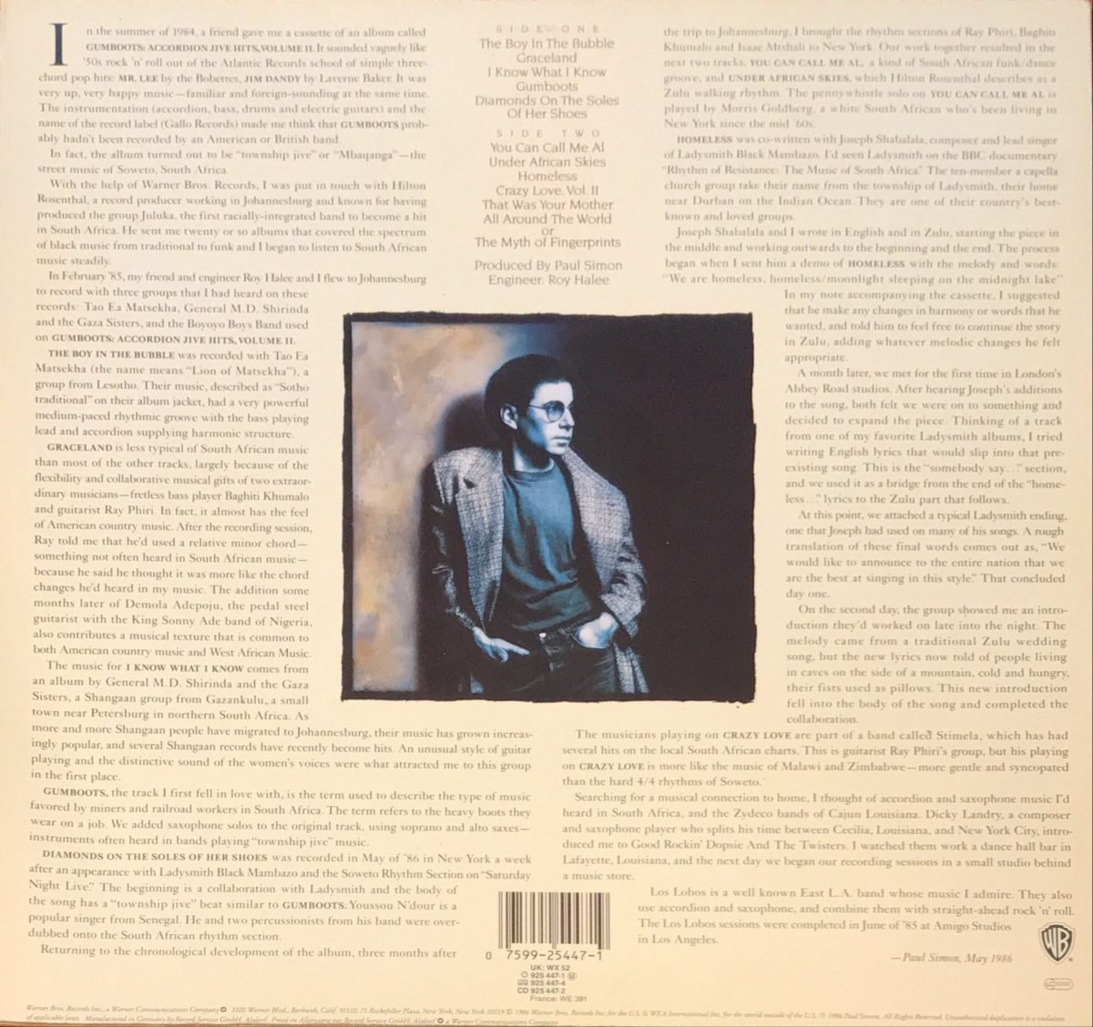 Paul Simon ‎– Graceland LP Plak - Görsel 2