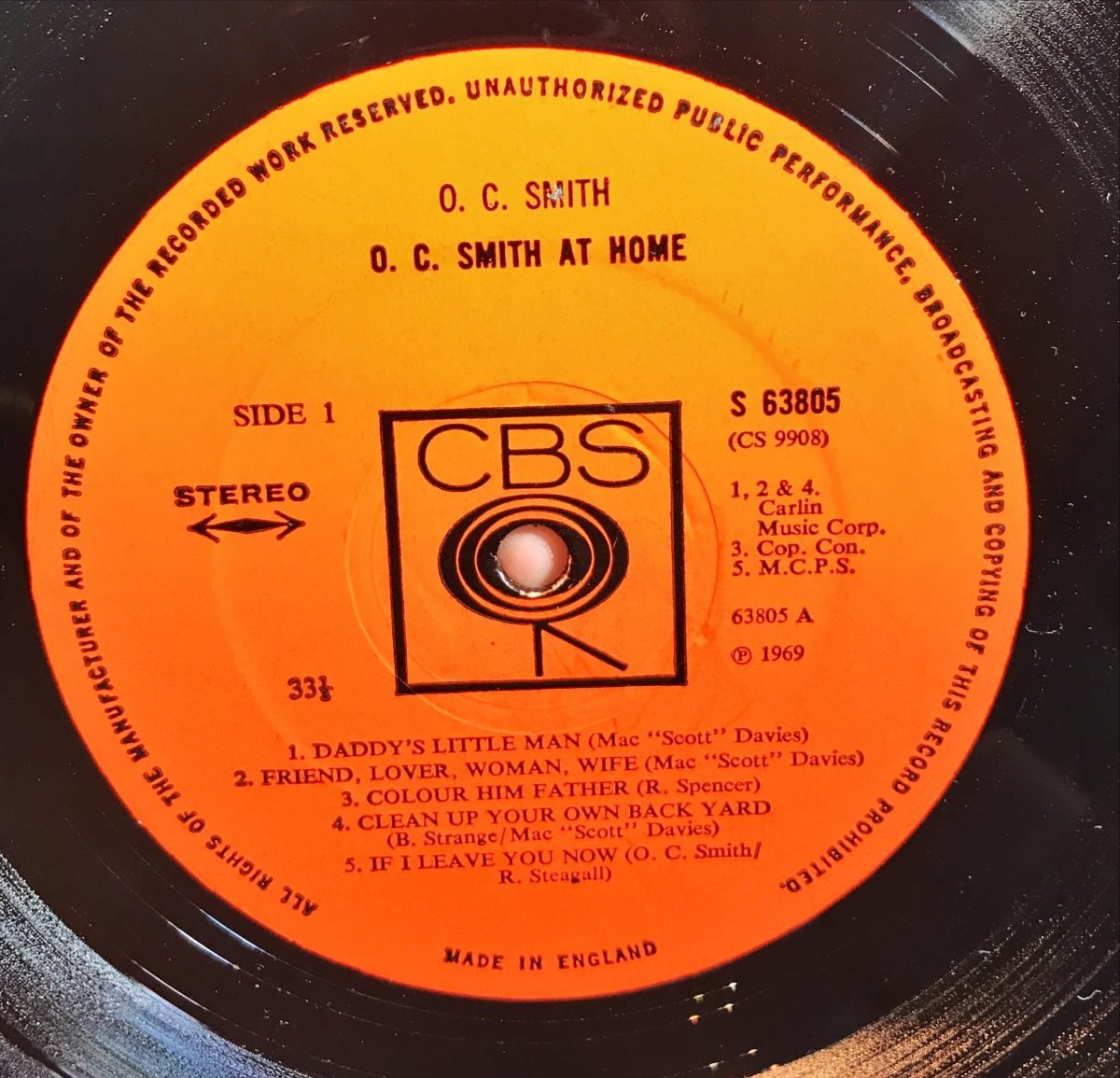 O.C. Smith ‎– At Home LP Plak - Görsel 3