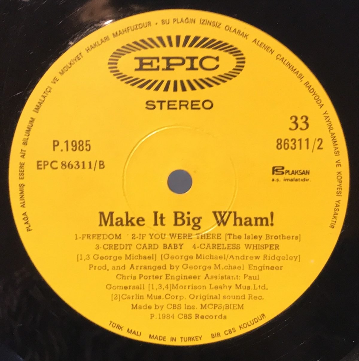 Wham! ‎– Make It Big LP Plak - Görsel 3