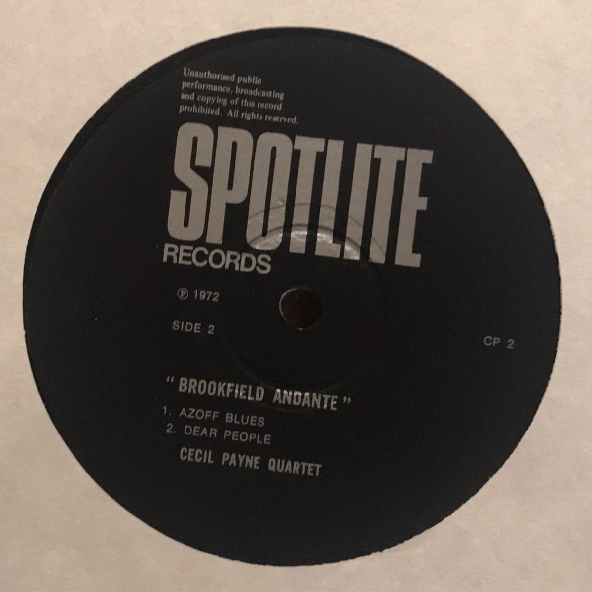 Cecil Payne ‎– Brookfield Andante LP Plak - Görsel 3