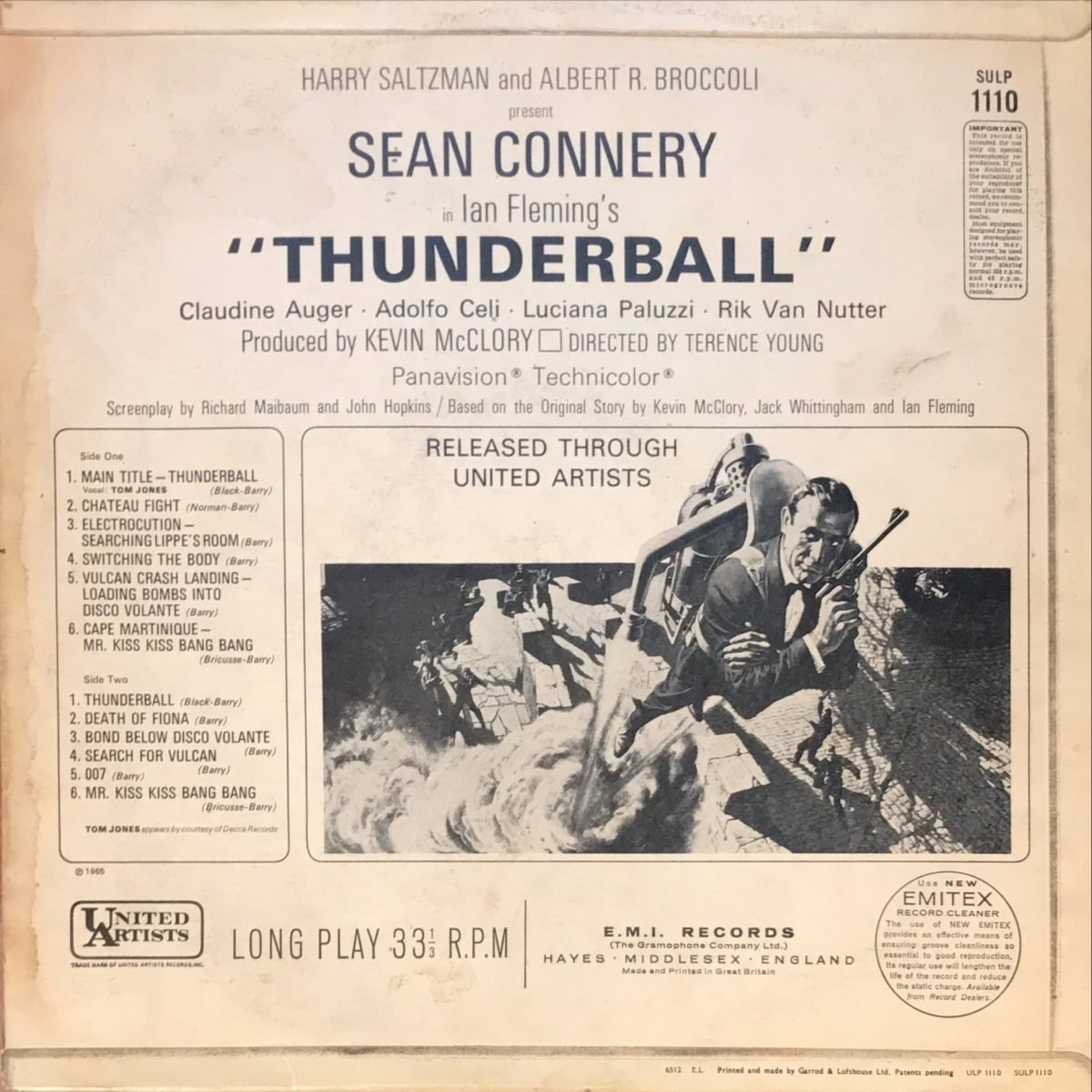 John Barry ‎– Thunderball (Original Motion Picture Score James Bond 007) LP Plak - Görsel 2