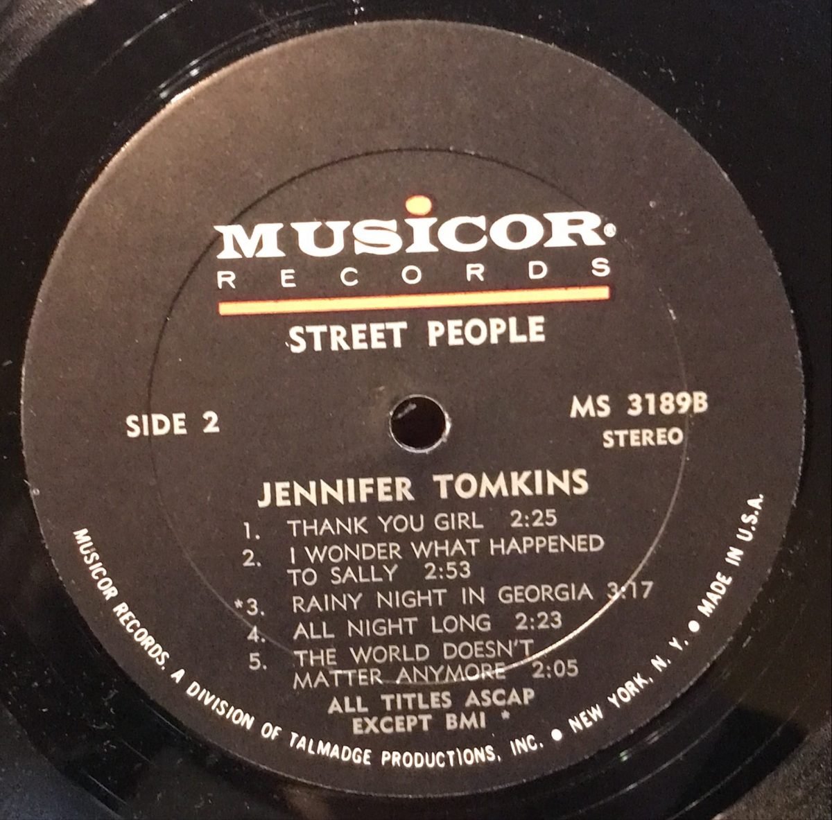 The Street People ‎– Jennifer Tomkins LP Plak - Görsel 3