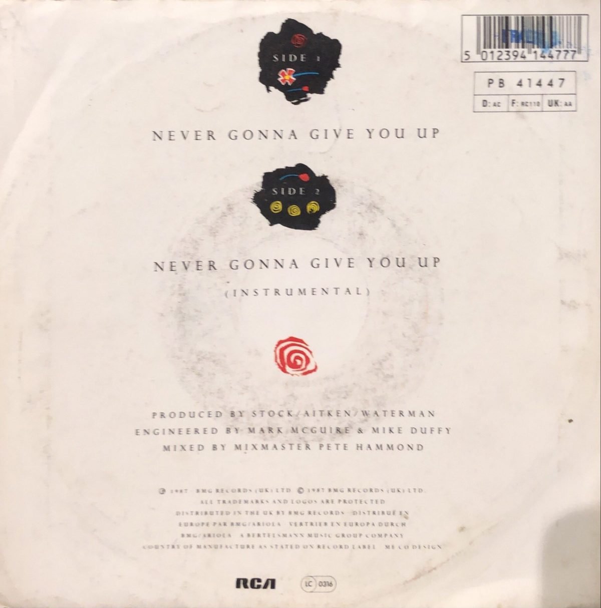 Rick Astley ‎– Never Gonna Give You Up 45lik Plak - Görsel 3