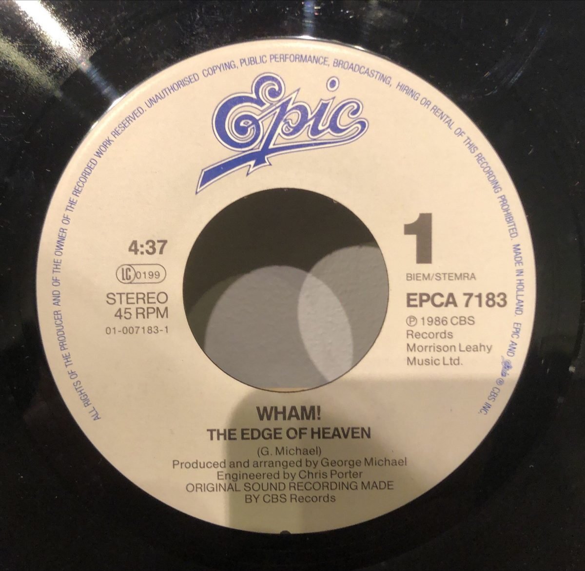 Wham! ‎– The Edge Of Heaven 45lik Plak - Görsel 3