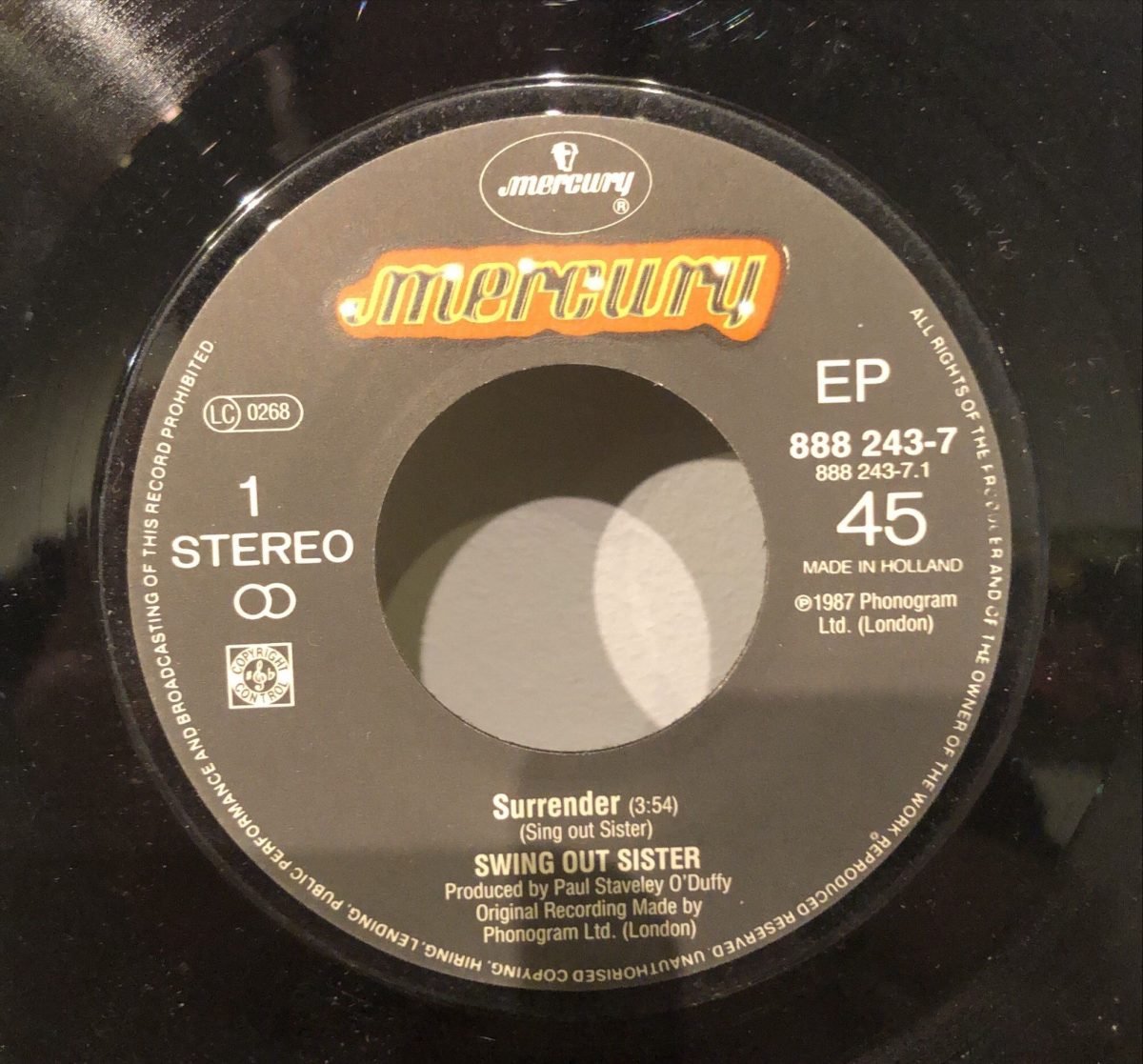 Swing Out Sister ‎– Surrender 45lik Plak - Görsel 3
