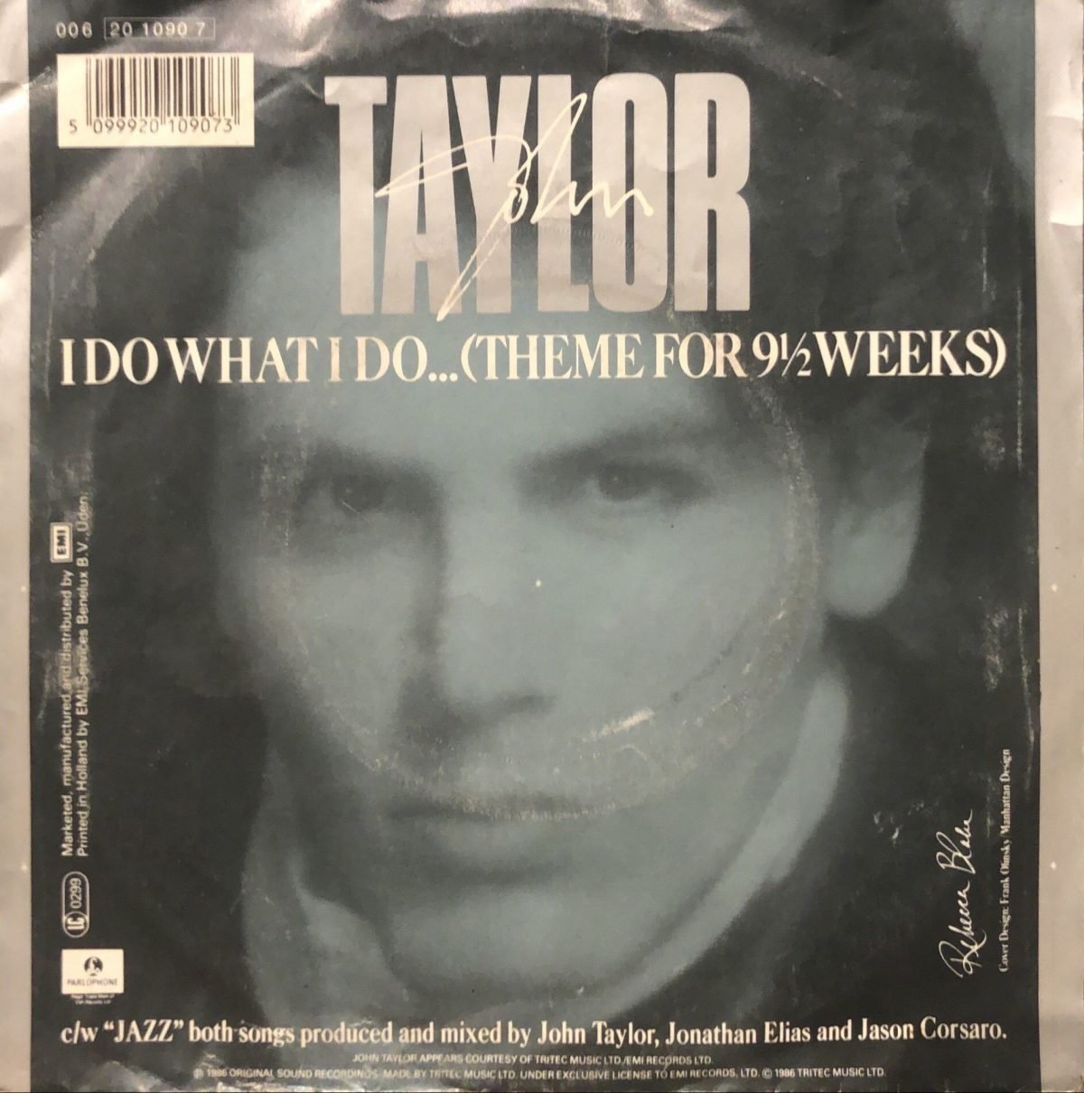 John Taylor ‎– I Do What I Do...(Theme For 9½ Weeks) 45lik Plak - Görsel 2