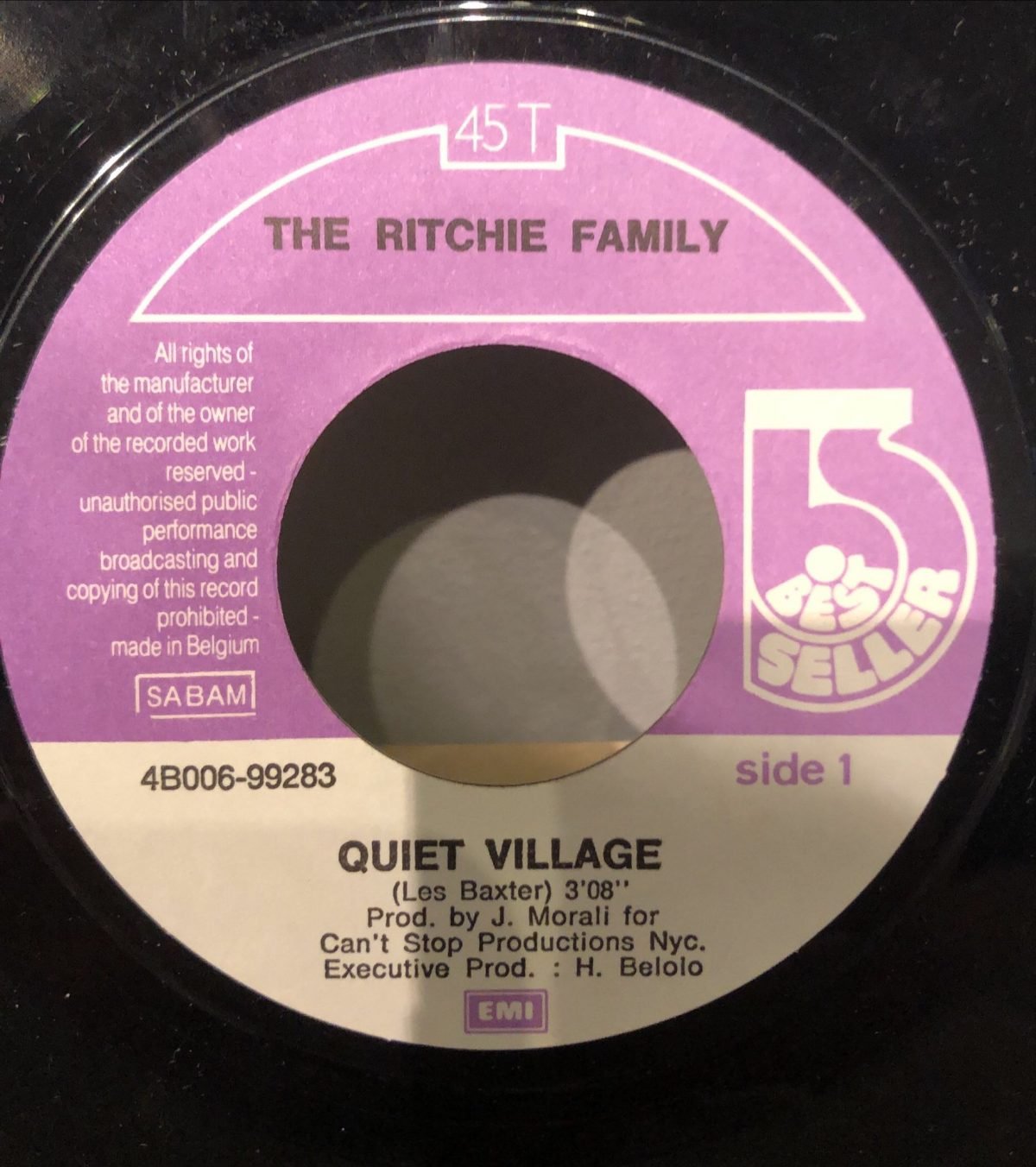 The Ritchie Family ‎– Quiet Village / Voodoo 45lik Plak - Görsel 2