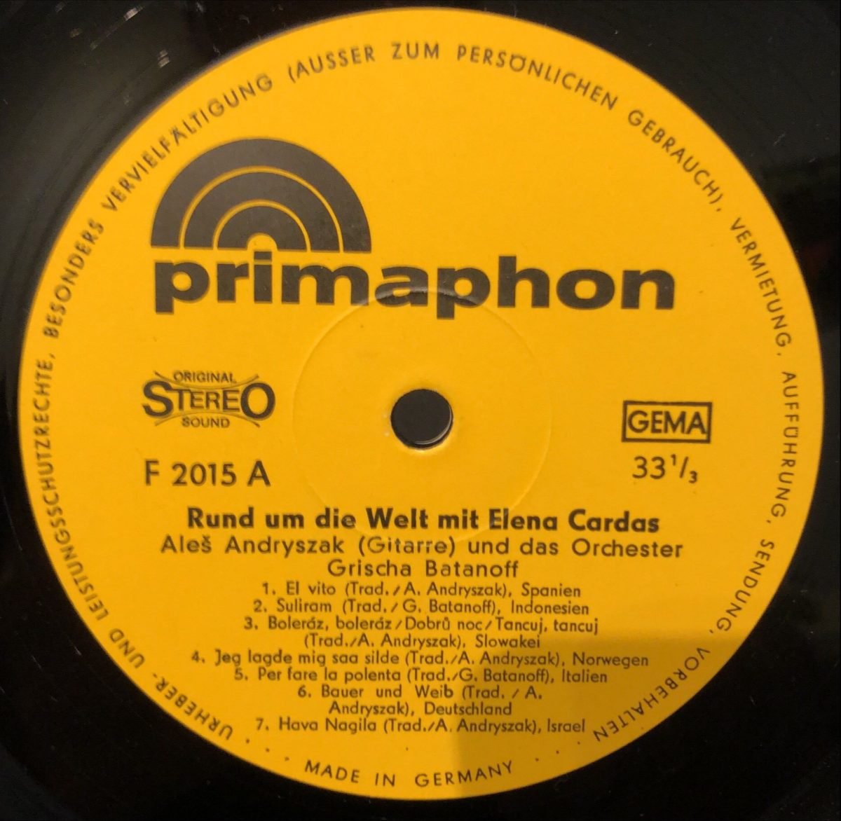Elena Cardas ‎– Rund Um Die Welt Mit Elena Cardas LP Plak - Görsel 3