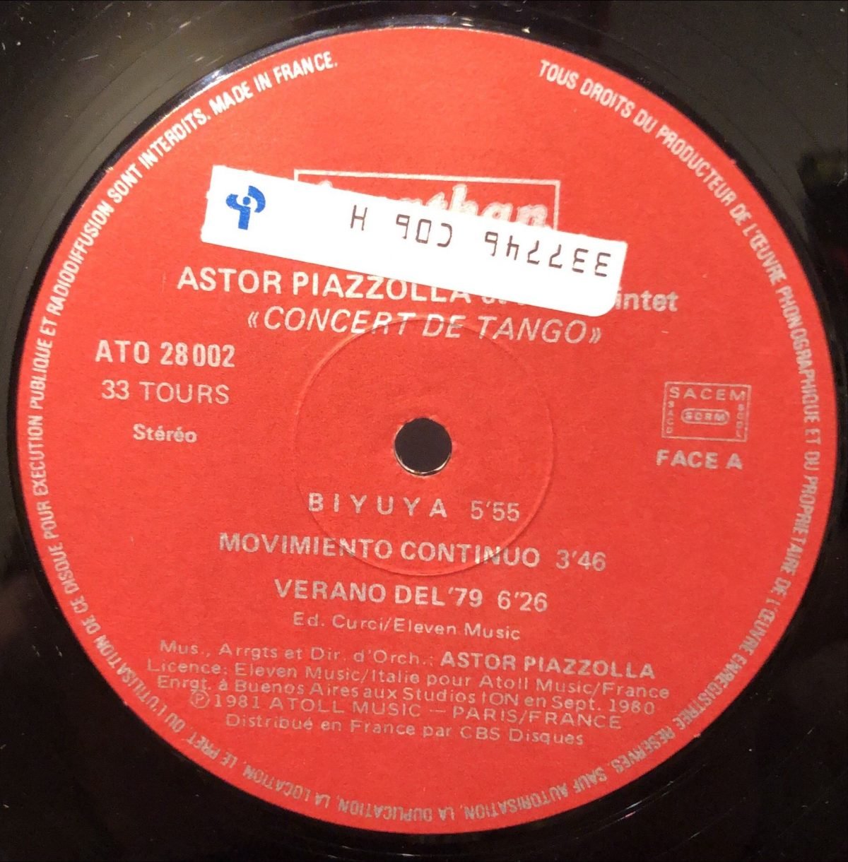 Astor Piazzolla Et Son Quintet ‎– Concert De Tango LP Plak - Görsel 3