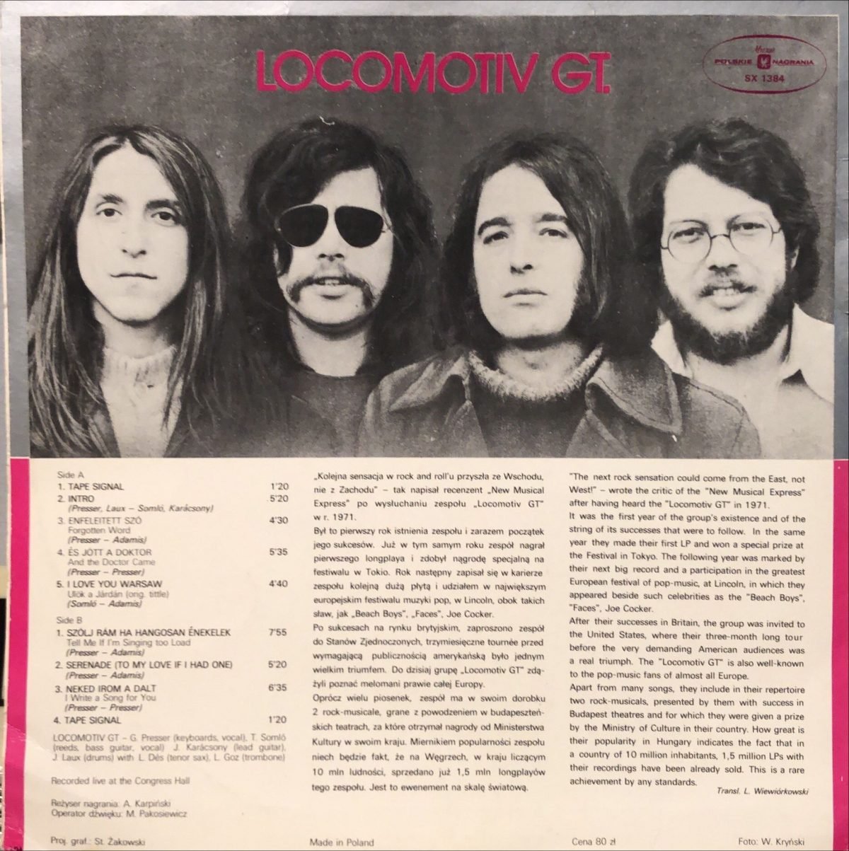 Locomotiv GT ‎– In Warsaw LP Plak - Görsel 3