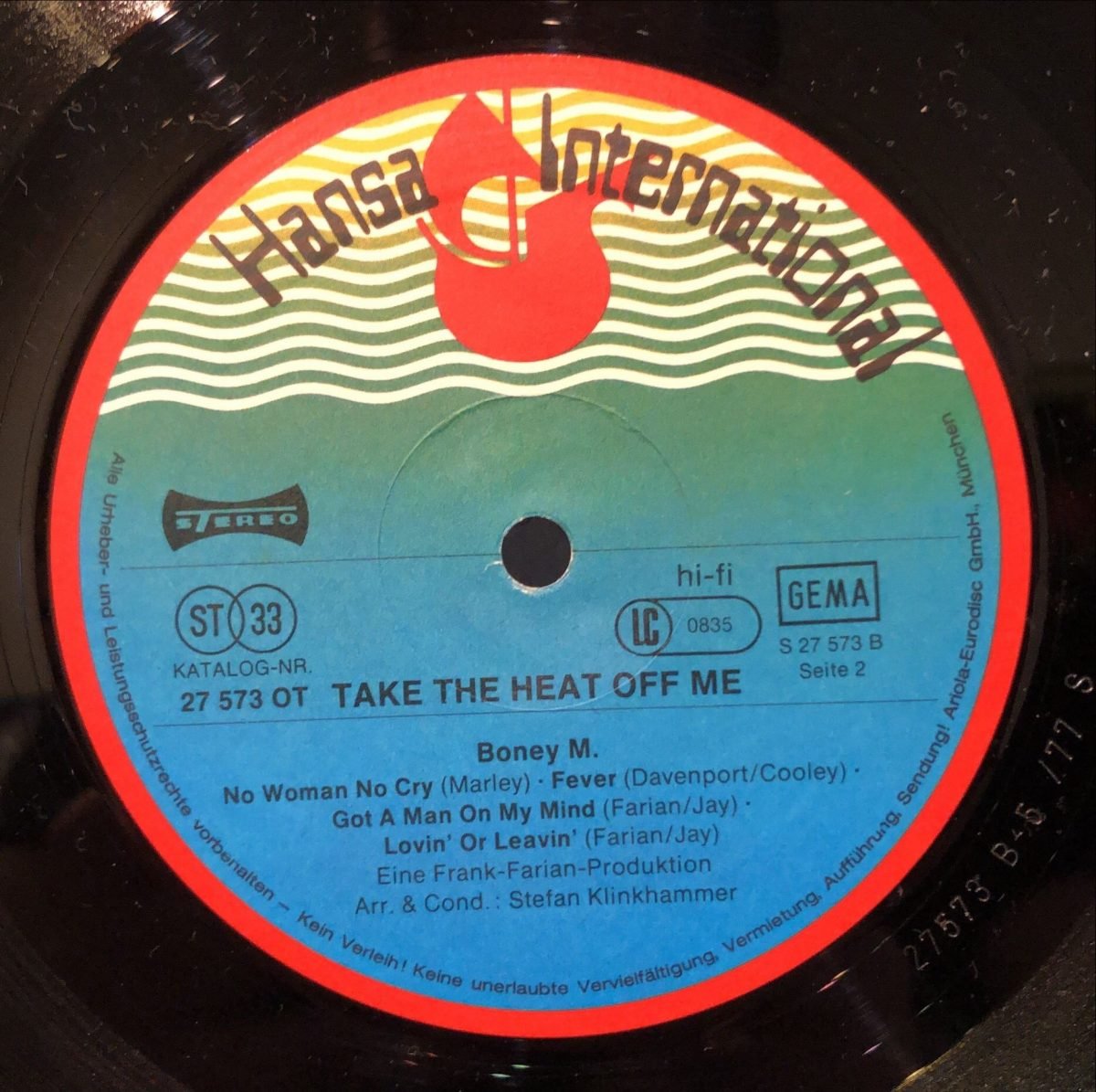 Boney M. ‎– Take The Heat Off Me LP Plak - Görsel 3