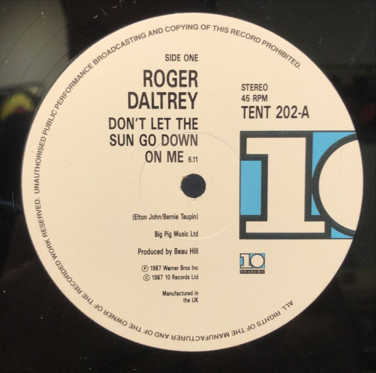Roger Daltrey ‎– Don't Let The Sun Go Down On Me Maxi Single Plak - Görsel 3