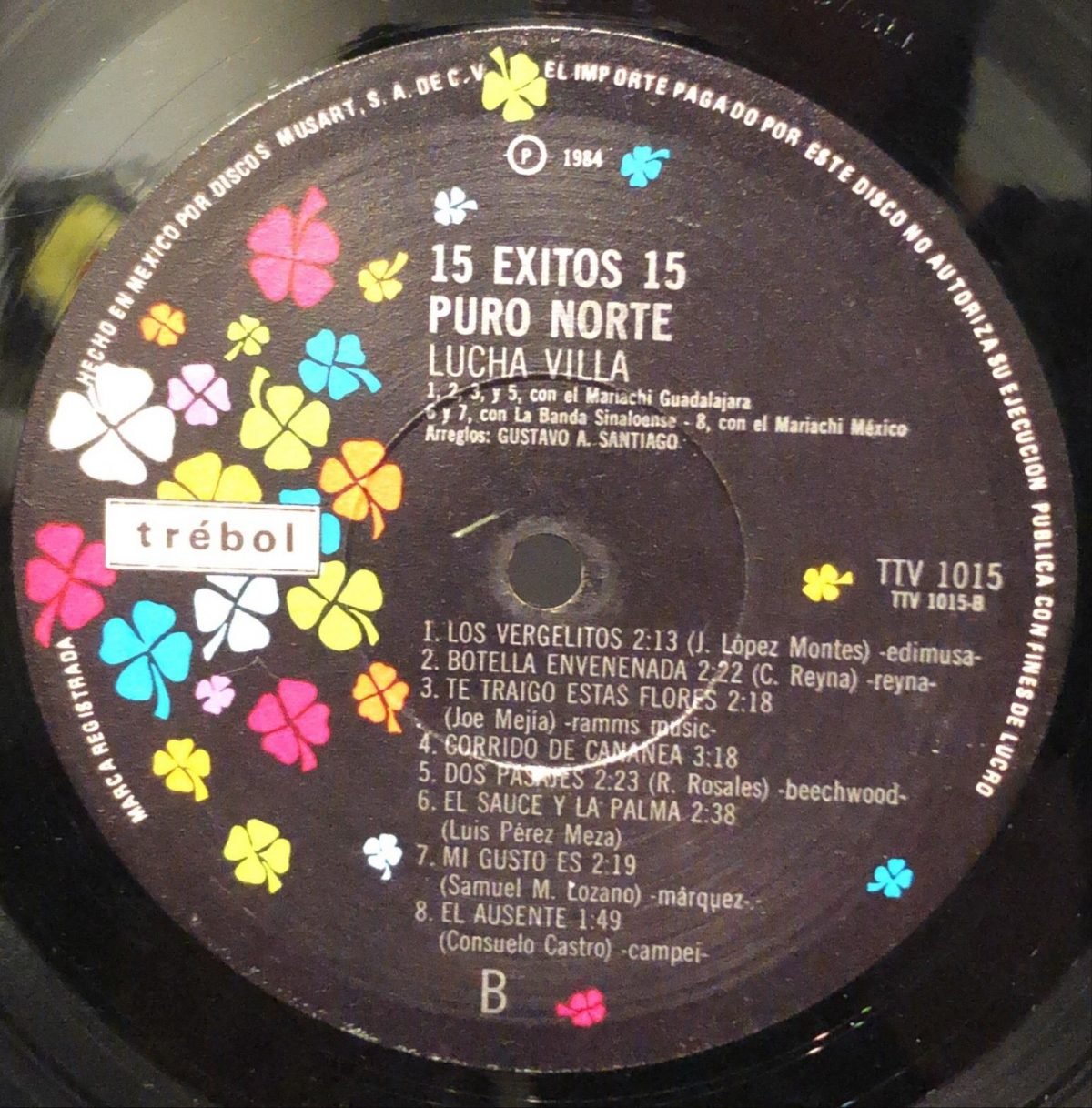 Lucha Villa ‎– Puro Norte - 15 Exitos LP Plak - Görsel 3