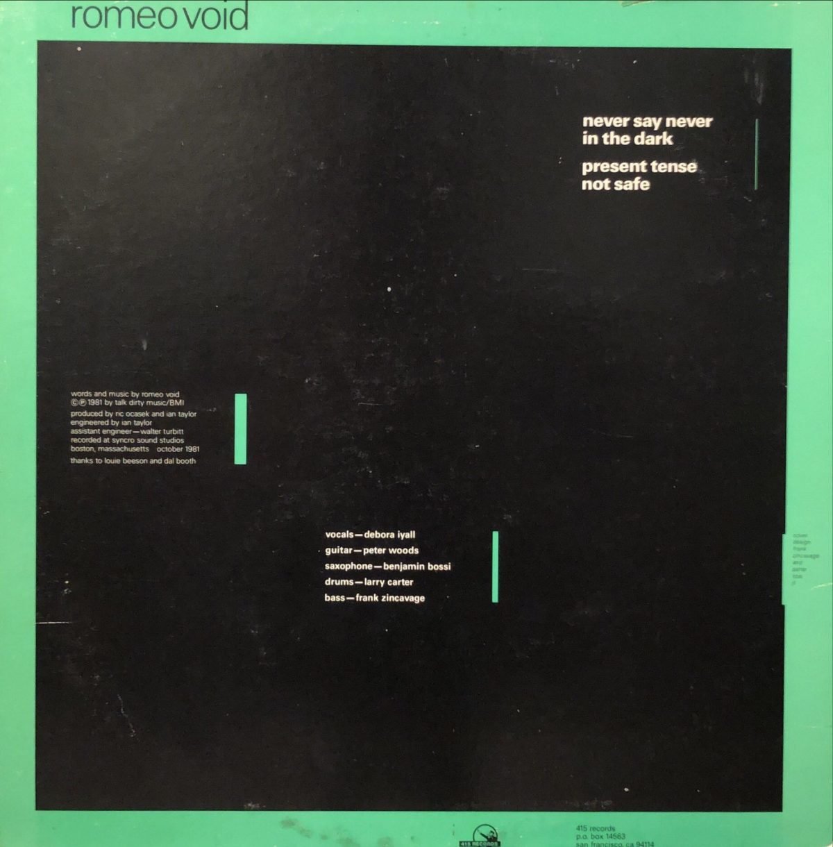 Romeo Void ‎– Never Say Never Maxi Single Plak - Görsel 2