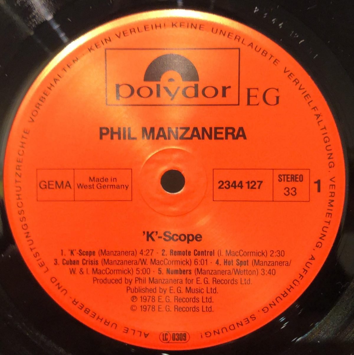 Manzanera ‎– K-Scope LP Plak - Görsel 3