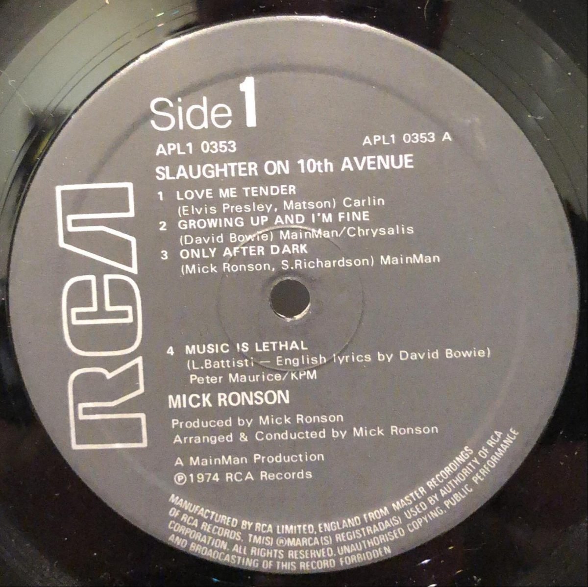Mick Ronson ‎– Slaughter On 10th Avenue LP Plak - Görsel 2