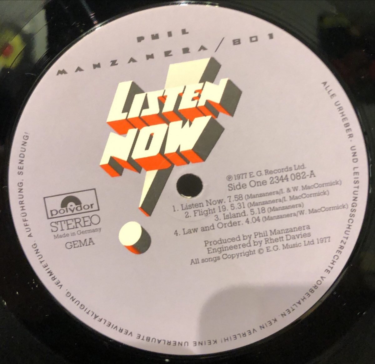 Phil Manzanera / 801 ‎– Listen Now LP Plak - Görsel 3