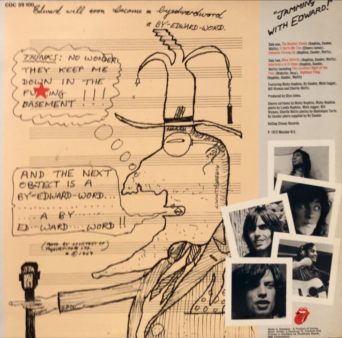 Nicky Hopkins, Ry Cooder, Mick Jagger, Bill Wyman, Charlie Watts ‎– Jamming With Edward! LP Plak - Görsel 3