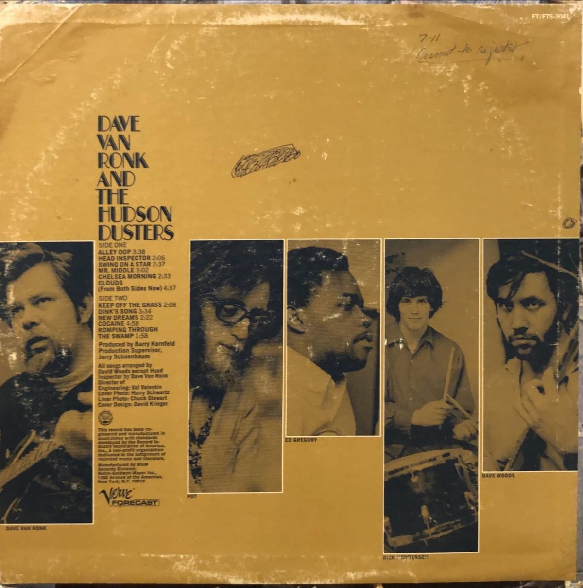 Dave Van Ronk And The Hudson Dusters ‎– Dave Van Ronk And The Hudson Dusters LP Plak - Görsel 2