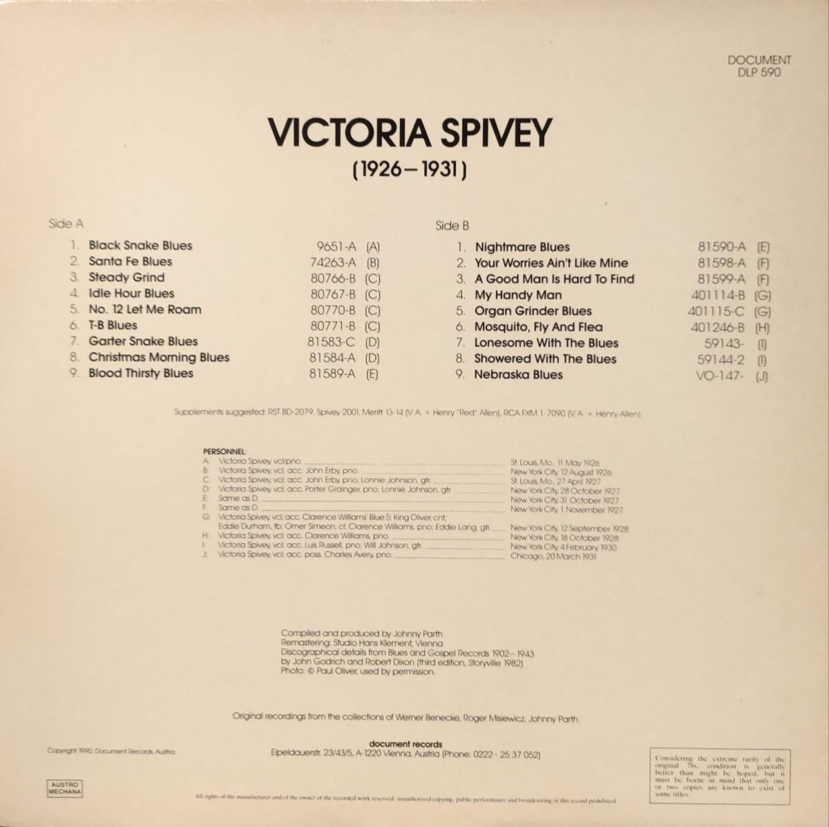 Victoria Spivey ‎– (1926-1931) LP Plak - Görsel 2