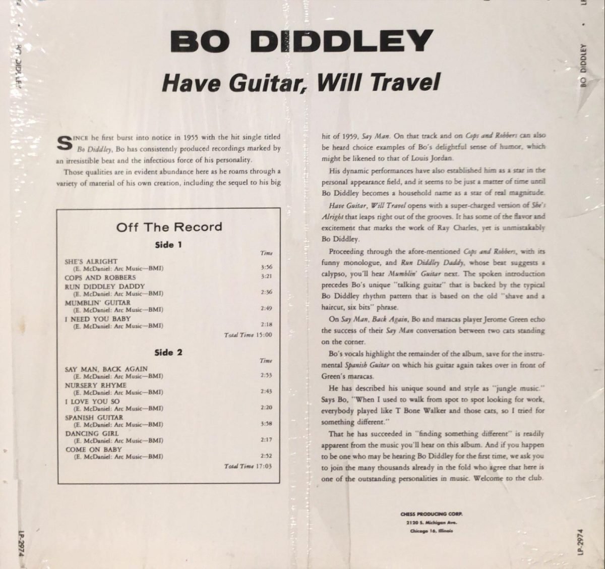 Bo Diddley ‎– Have Guitar, Will Travel LP Plak - Görsel 2