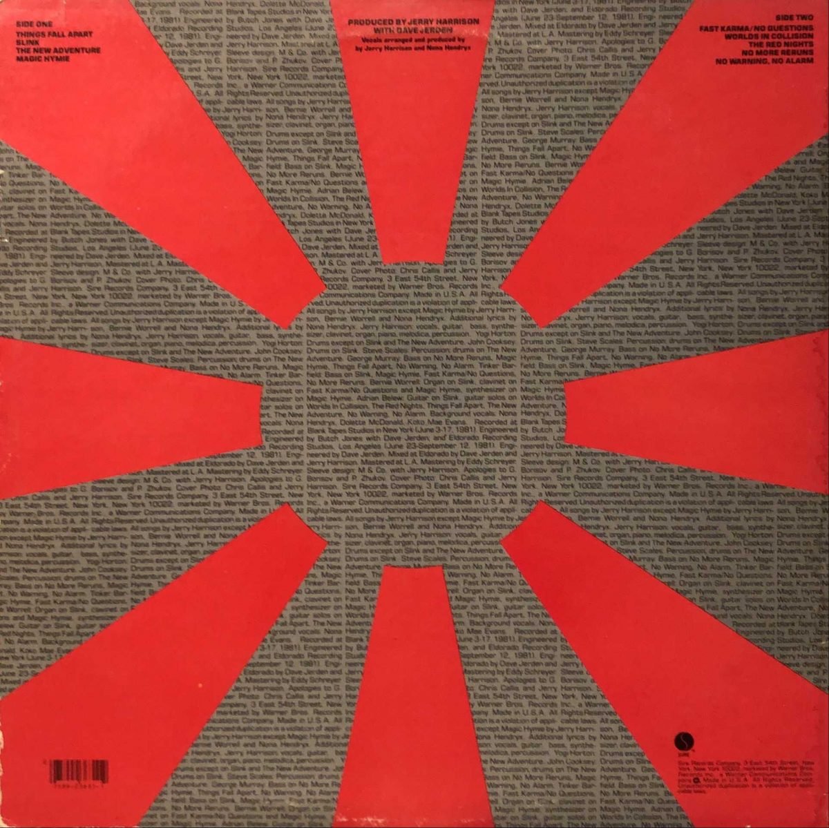 Jerry Harrison ‎– The Red And The Black LP Plak - Görsel 2