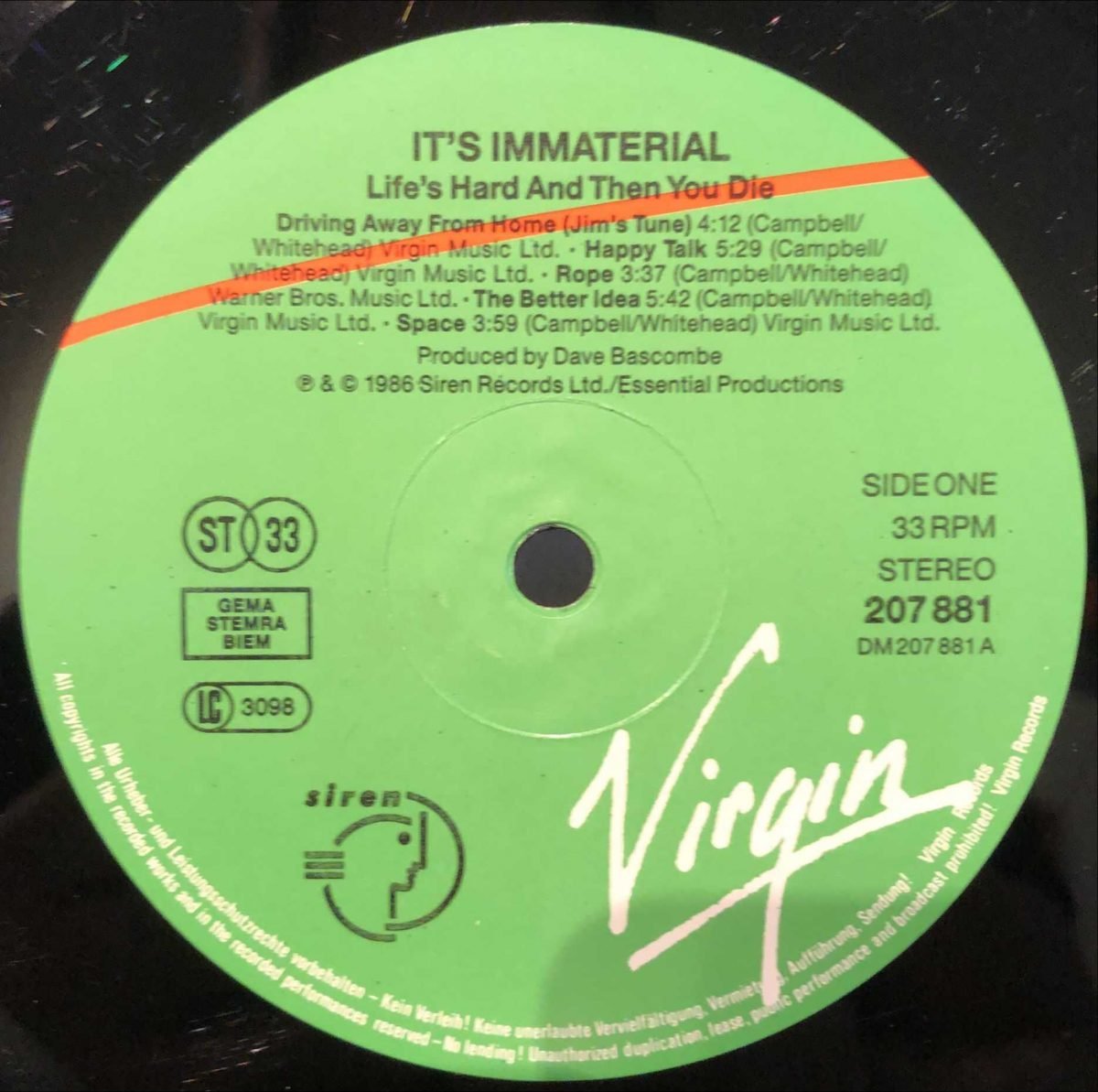 It's Immaterial ‎– Life's Hard And Then You Die LP Plak - Görsel 3