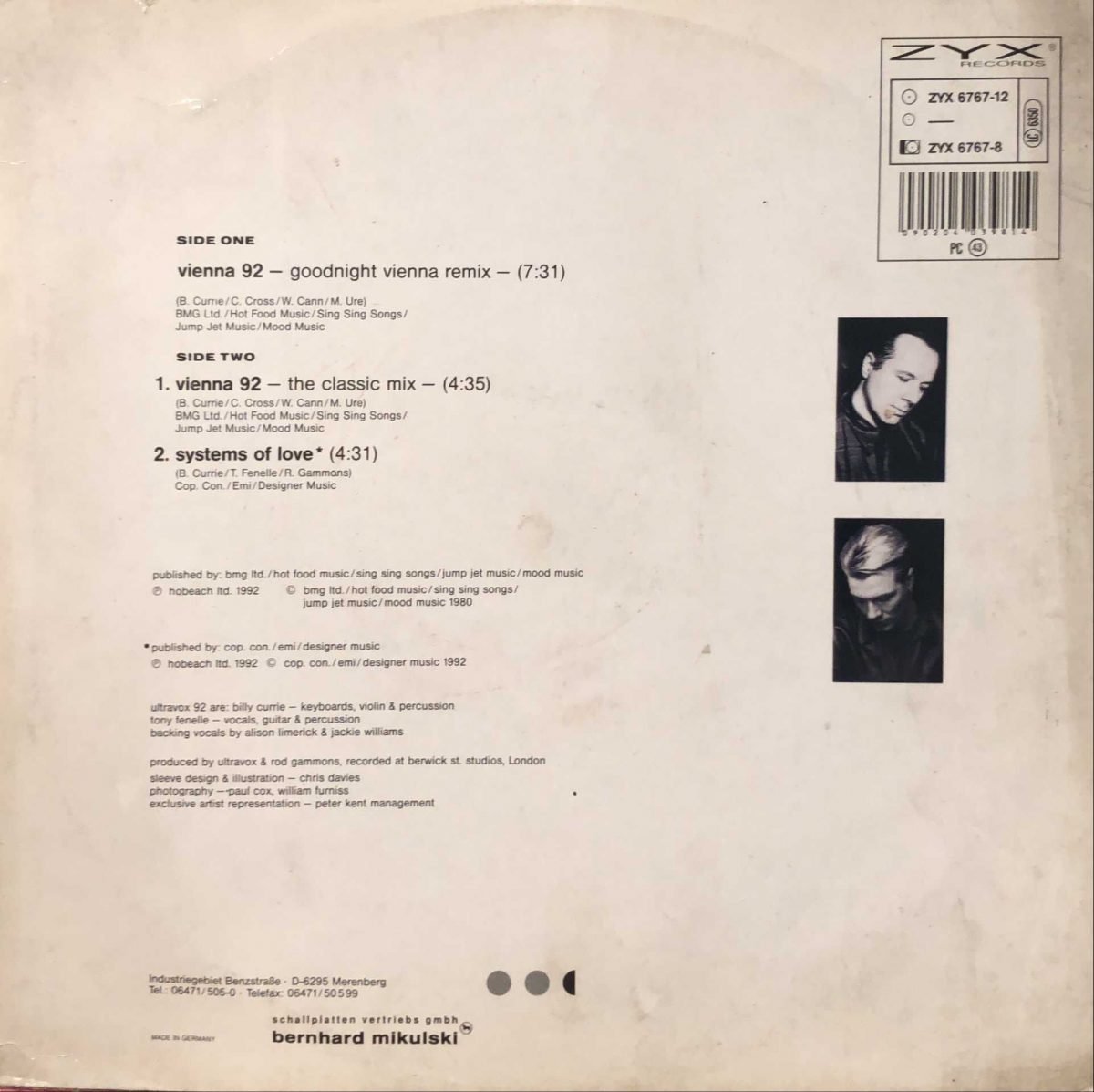 Ultravox ‎– Vienna 92 Maxi Single Plak - Görsel 2