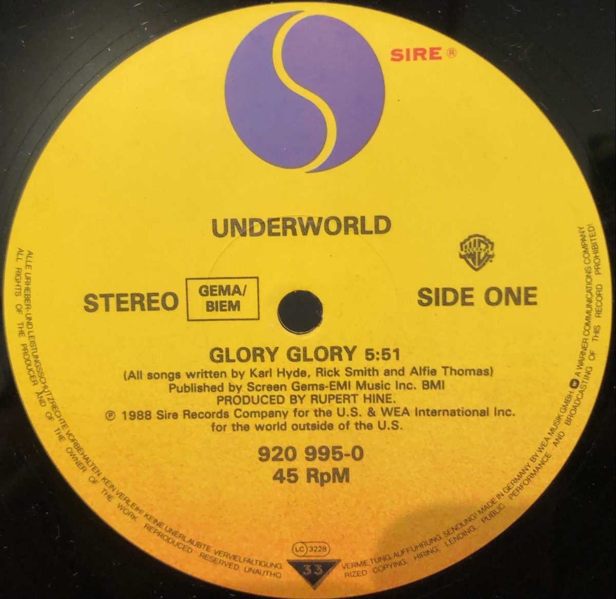 Underworld ‎– Glory! Glory! Maxi Single Plak - Görsel 3